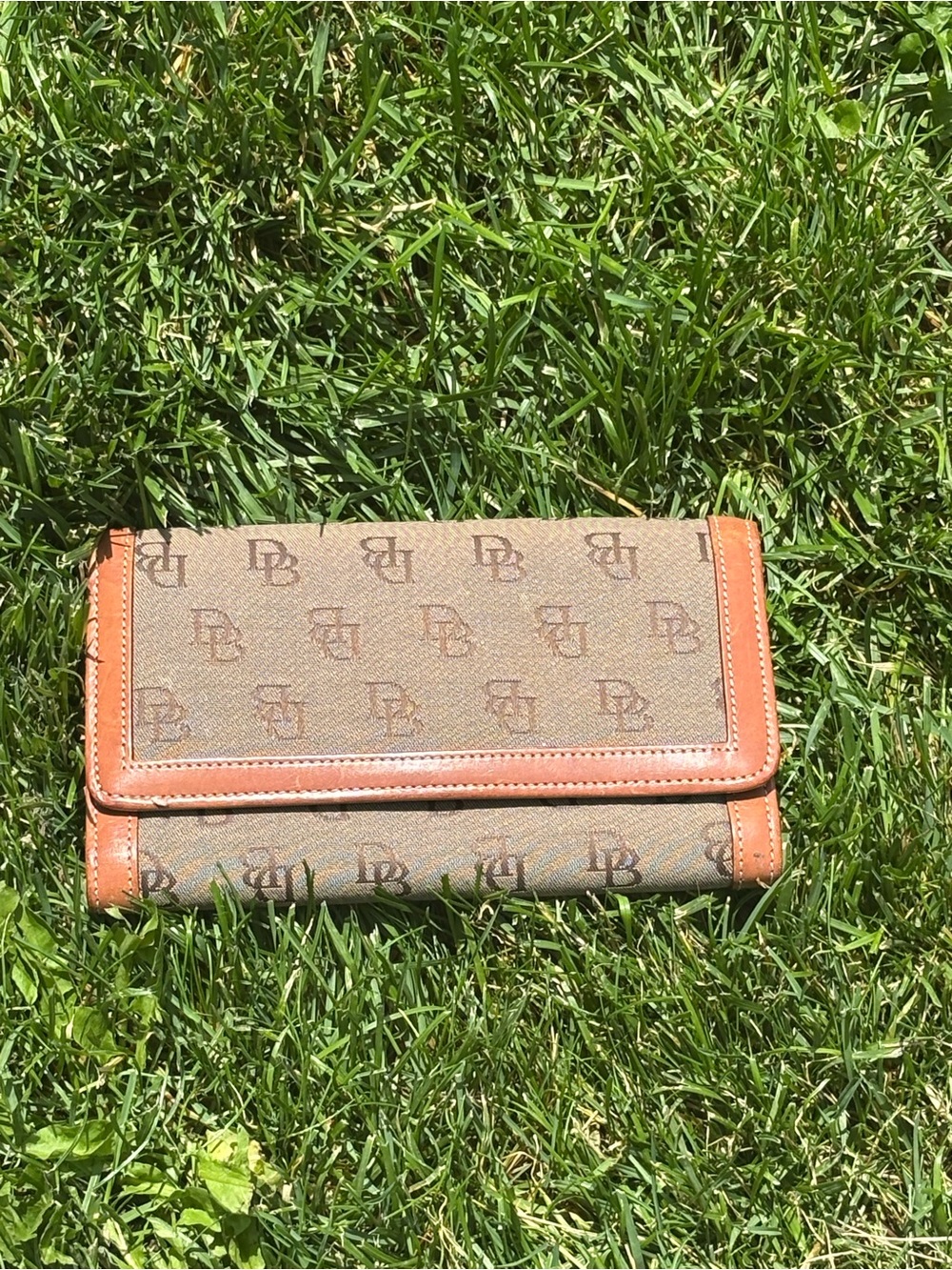Dooney & Bourke Brown Canvas Wallet with Tan Leather Trim